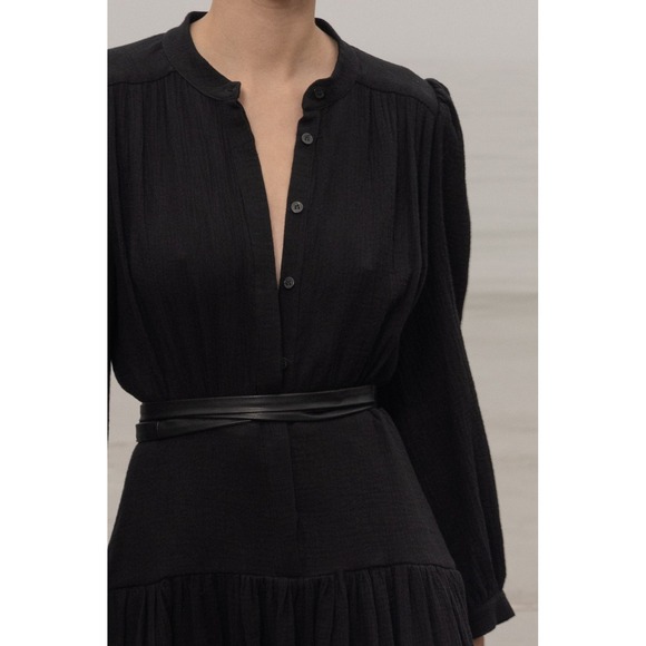 Heidi Merrick Womens Barcelona Black Gauze Midi Dress Sz XL NWT‎ $425 Minimalist - Picture 3 of 12
